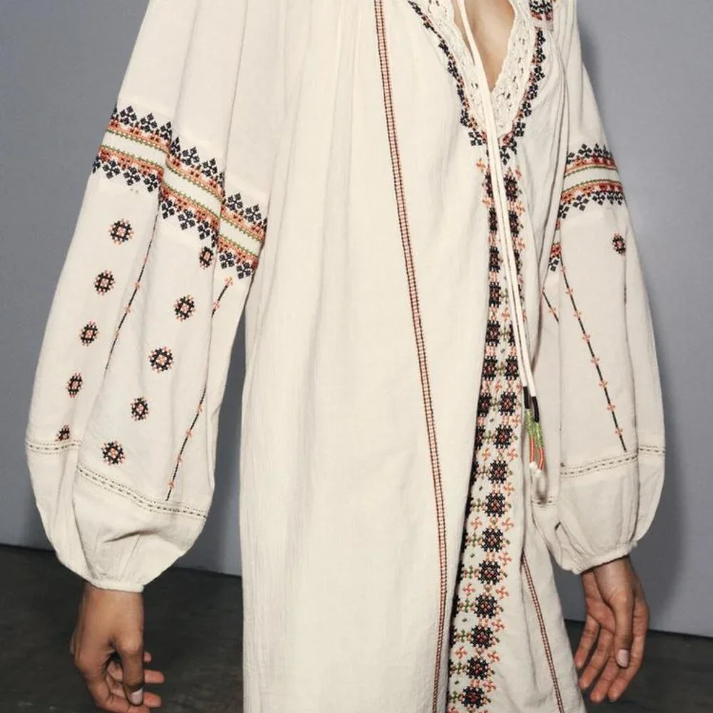 NWT ZARA EMBROIDERED DRESS ZW COLLECTION S, L_6